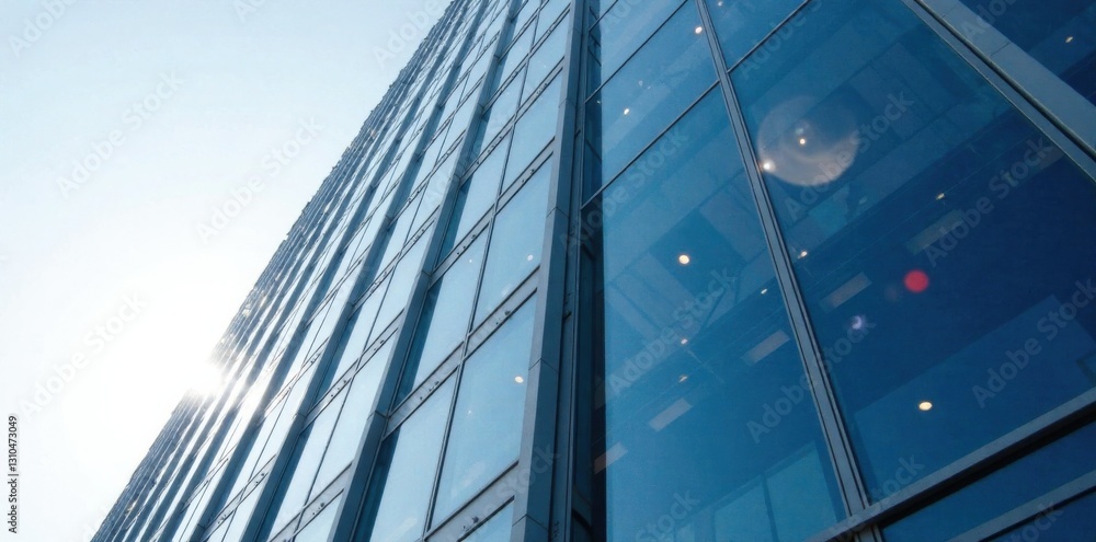 Obraz premium Modern office building facade with glass and steel skyscraper, modern office, skyscraper, corporate building