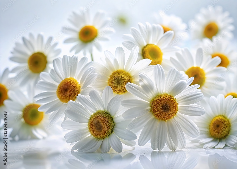 Fototapeta premium Elegant White Daisy Flowers on Pure White Background - High-Resolution Stock Photo