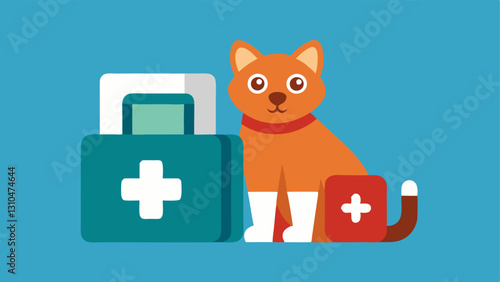 Pet with First Aid Kit A pet beside a first aid kit labeled with an insurance card illustrating pet insurance protecting against unexpected veterinary expenses.