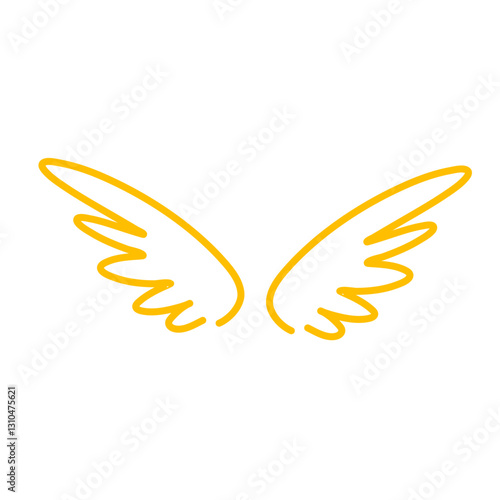 Doodle outline sketch angel wings
