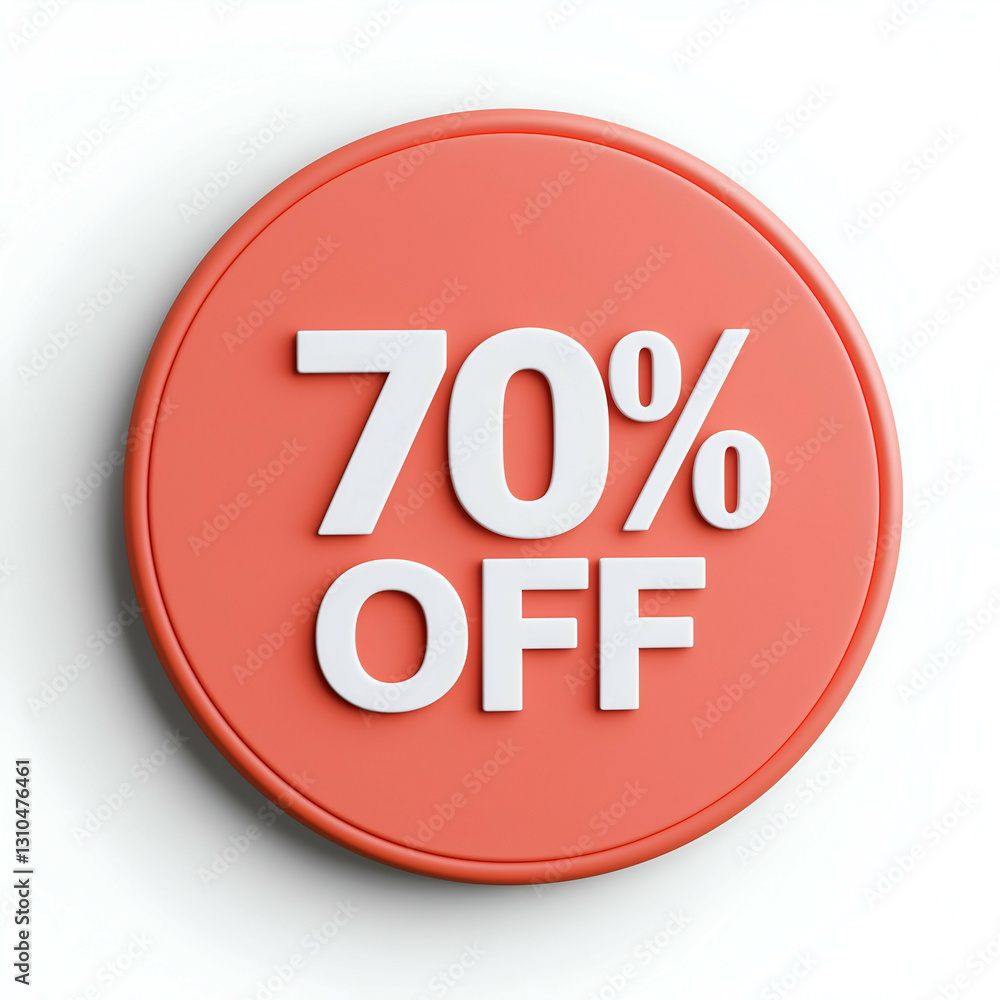 Eye-Catching 70% Off Sale Circular Badge for Promoting Discounted Consumer Goods in Vibrant Colors Eye-Catching 70% Off Sale Circular Badge for Promoting Discounted Consumer Goods in Vibrant Colors