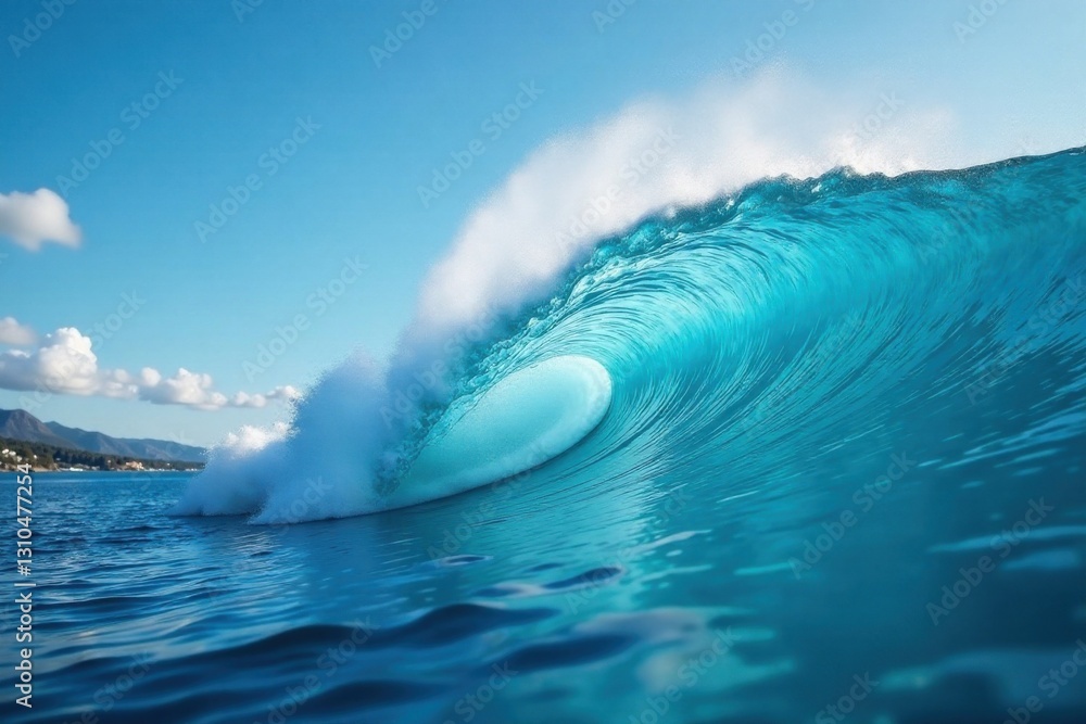 Ocean wave in deep blue water with crest high and foam white , waves, nature, #greatwave Ocean wave in deep blue water with crest high and foam white , waves, nature, #greatwave