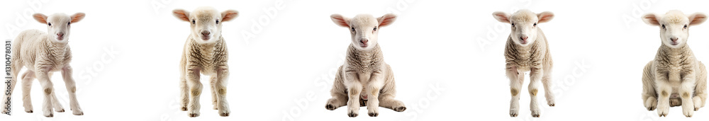 Obraz premium White sheep on transparent background collection set