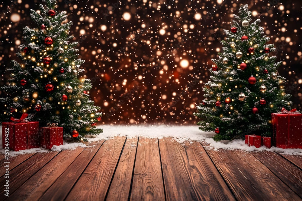 Festive Winter Holiday Background with Trees Festive Winter Holiday Background with Trees