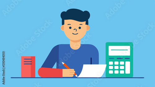 Retirement Checking A millennial reviewing a retirement savings account statement looking satisfied with a calculator and a notepad on the table.