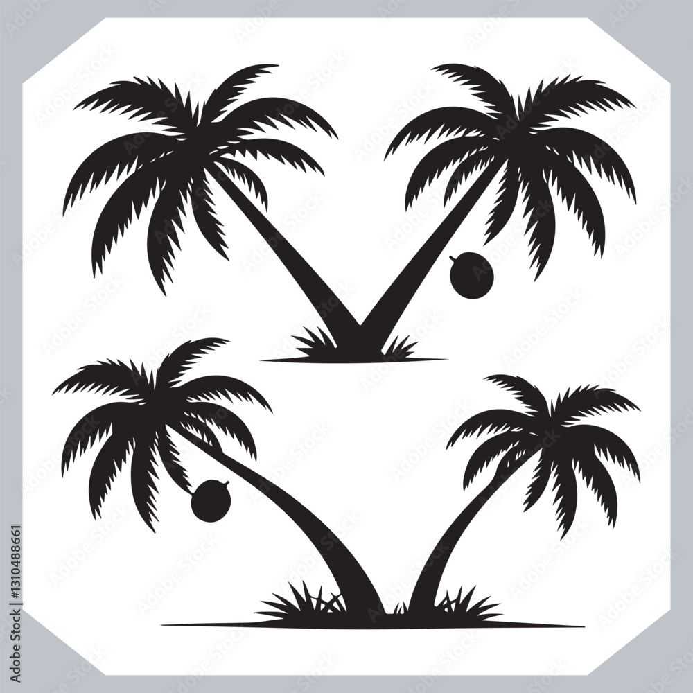 Simple and Elegant Palm Tree Silhouette Vector Black Coconut Trees for Logos