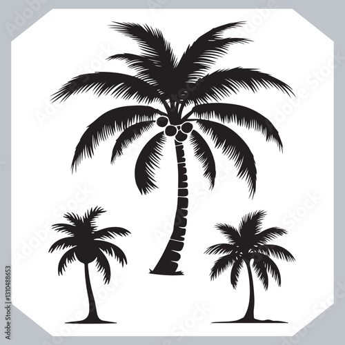 Obraz na płótnie Simple and Elegant Palm Tree Silhouette Vector Black Coconut Trees for Logos w salonie