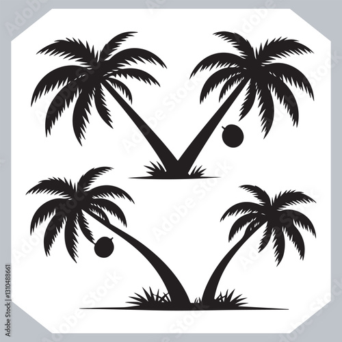 Obraz na płótnie Simple and Elegant Palm Tree Silhouette Vector Black Coconut Trees for Logos w salonie