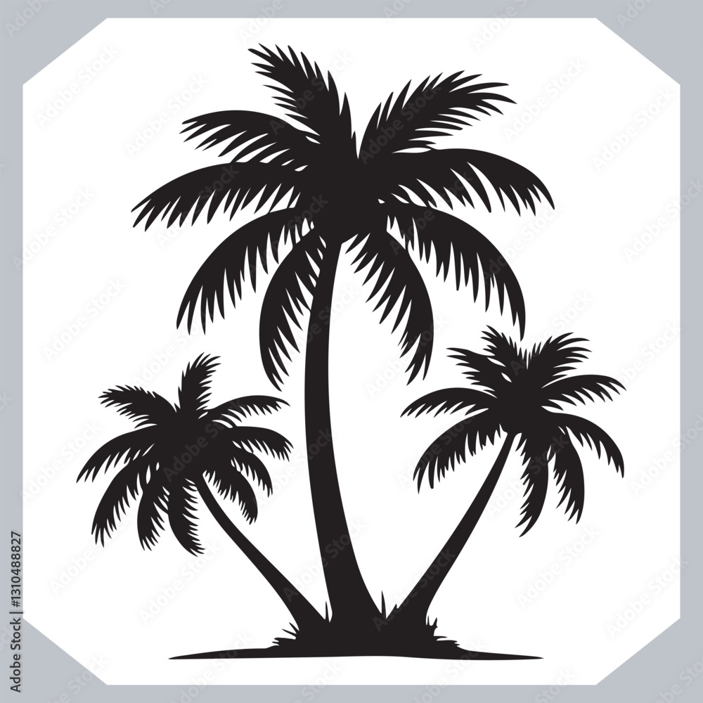 Simple and Elegant Palm Tree Silhouette Vector Black Coconut Trees for Logos