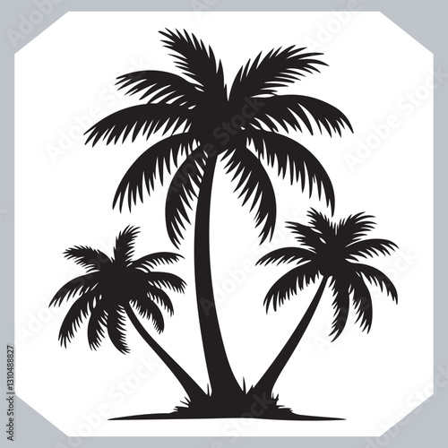 Obraz na płótnie Simple and Elegant Palm Tree Silhouette Vector Black Coconut Trees for Logos w salonie