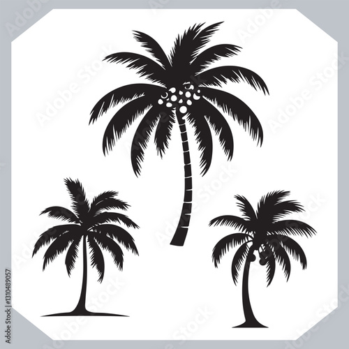 Obraz na płótnie Simple and Elegant Palm Tree Silhouette Vector Black Coconut Trees for Logos w salonie