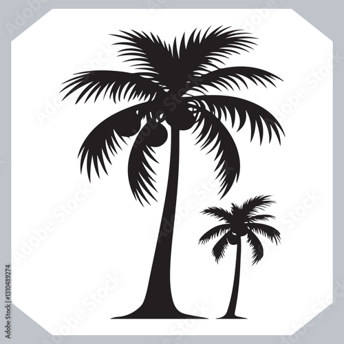 Obraz na płótnie Simple and Elegant Palm Tree Silhouette Vector Black Coconut Trees for Logos w salonie
