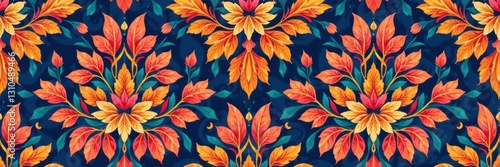 Large scale floral damask pattern with abstract shapes, patterns, design, floral