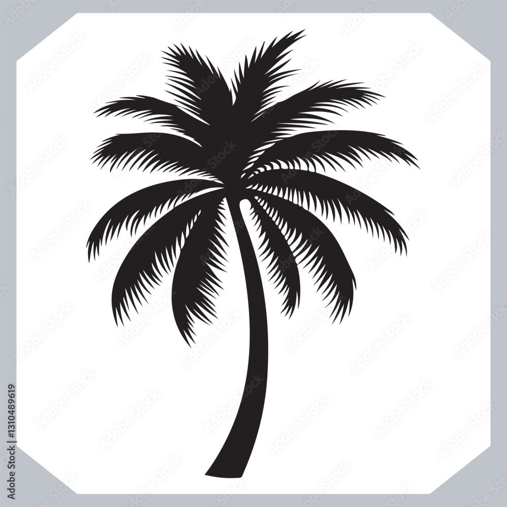 Palm Trees Silhouette Black Simple Coconut Tree Silhouettes for Logos and Designs