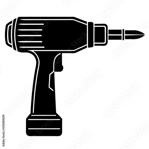 Hammer Drill Minimalist Sketch Construction White Background Vector Illustration, Minimalist hammer drill vector sketch design for construction, industrial and repair themes.