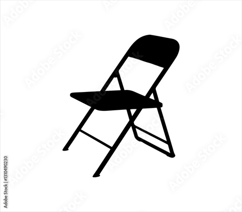 Metal folding chair silhouette vector flat illustration design on white background.