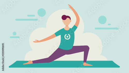 Stretching Figure with Zen Symbol A person stretching on a yoga mat with a zen circle in the background representing balance and the mental clarity that comes from mindfulness in