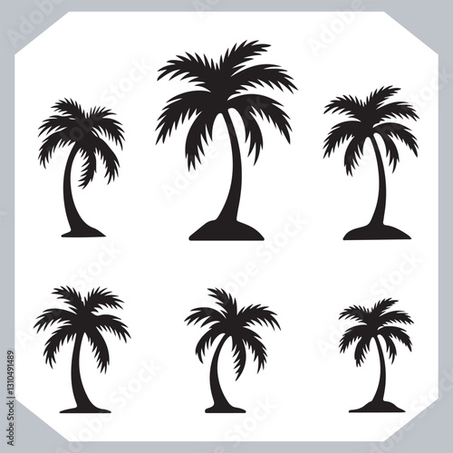 Obraz na płótnie Black Palm Tree Silhouettes Coconut Tree Vector Graphics for Digital and Print Design w salonie