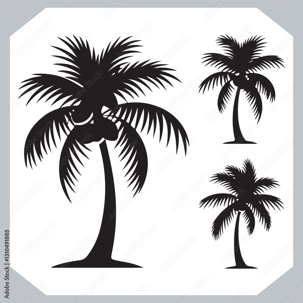 Black Palm Tree Silhouettes Coconut Tree Vector Graphics for Digital and Print Design