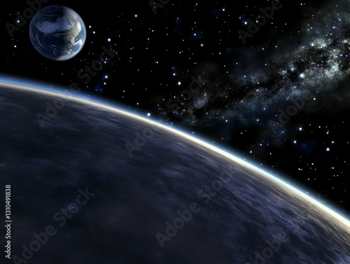 Cosmic Planet View 3D Illustration