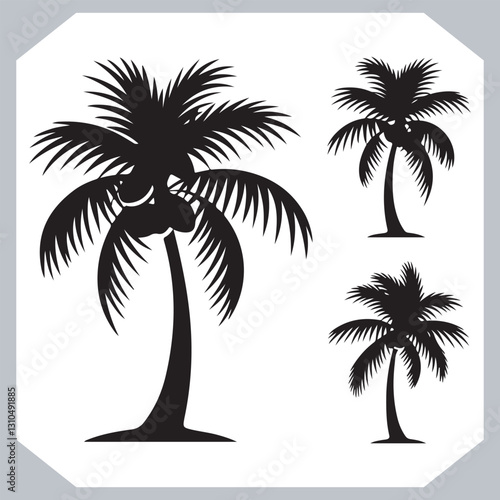 Obraz na płótnie Black Palm Tree Silhouettes Coconut Tree Vector Graphics for Digital and Print Design w salonie