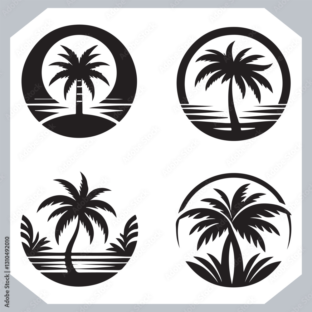 Black Palm Tree Silhouettes Coconut Tree Vector Graphics for Digital and Print Design