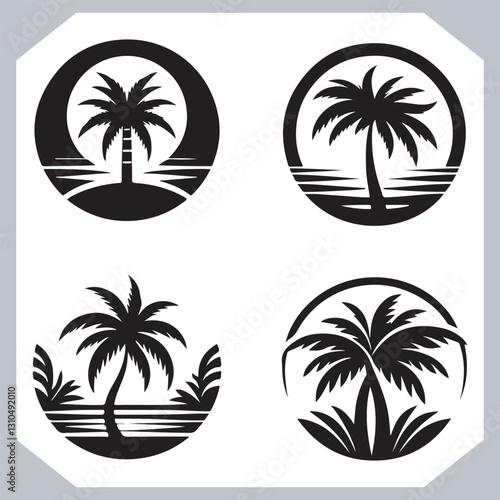 Black Palm Tree Silhouettes Coconut Tree Vector Graphics for Digital and Print Design