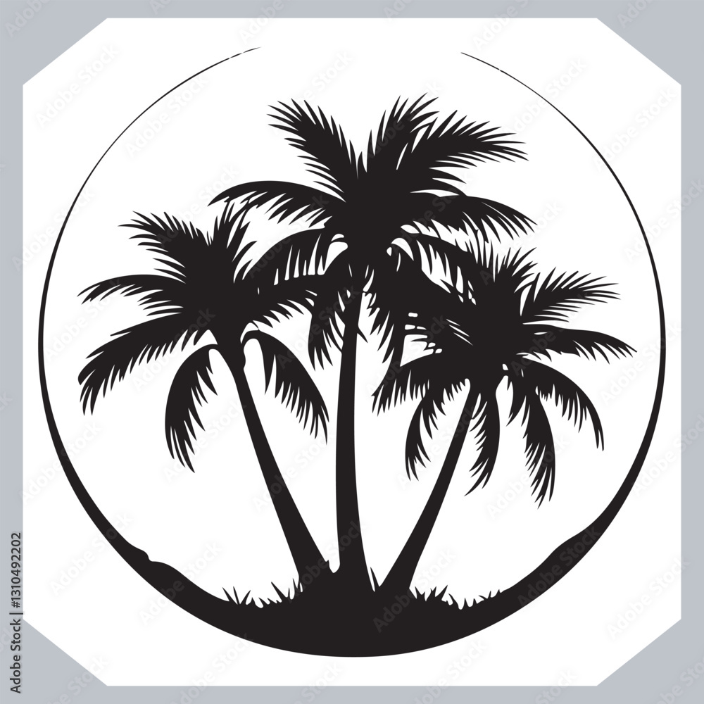 Black Palm Tree Silhouettes Coconut Tree Vector Graphics for Digital and Print Design