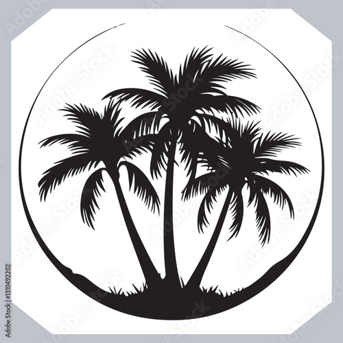 Obraz na płótnie Black Palm Tree Silhouettes Coconut Tree Vector Graphics for Digital and Print Design w salonie