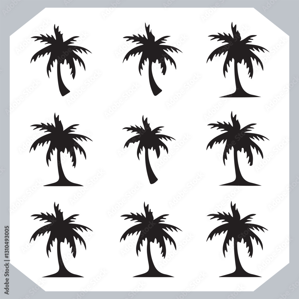 Black Palm Tree Silhouettes Coconut Tree Vector Graphics for Digital and Print Design