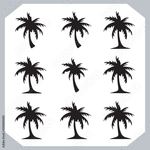 Obraz na płótnie Black Palm Tree Silhouettes Coconut Tree Vector Graphics for Digital and Print Design w salonie