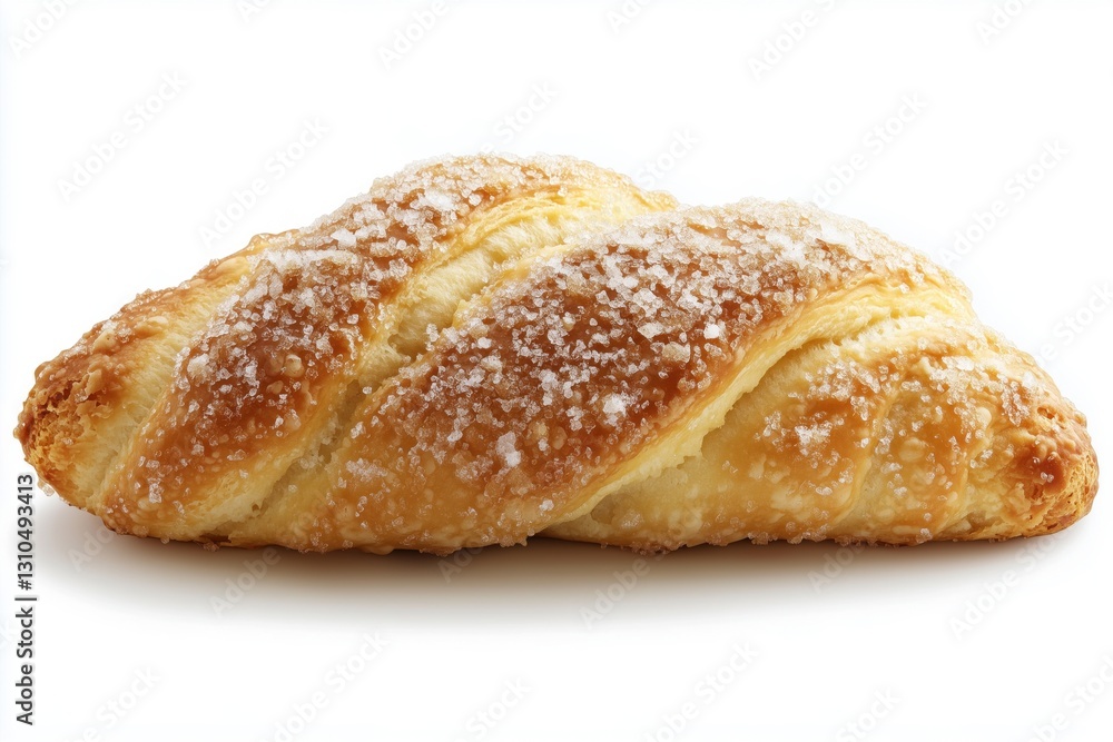 A delicious sugar-coated croissant on a white background. A delicious sugar-coated croissant on a white background.