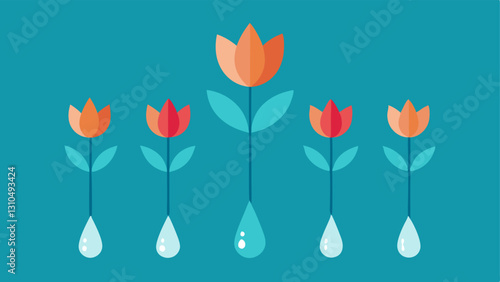 Tear Drops Turning into Flowers A series of tear drops cascading down and transforming into blooming flowers at the bottom. This represents the idea that expressing vulnerabilities