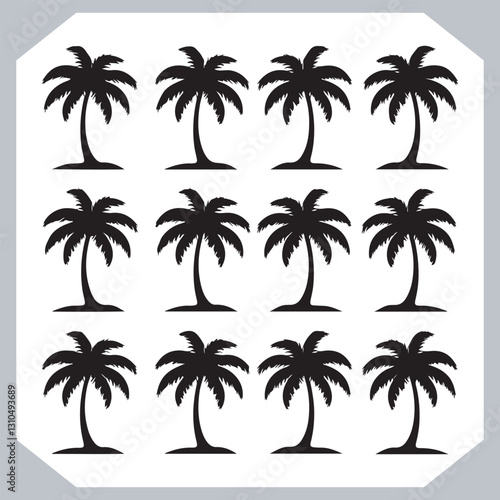 Obraz na płótnie Professional Palm Trees Silhouette and Coconut Tree Vector Logos Black Simple Designs w salonie
