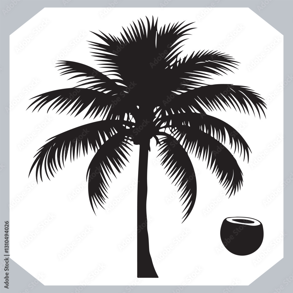 Professional Palm Trees Silhouette and Coconut Tree Vector Logos Black Simple Designs