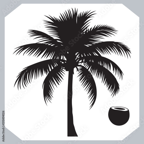 Obraz na płótnie Professional Palm Trees Silhouette and Coconut Tree Vector Logos Black Simple Designs w salonie