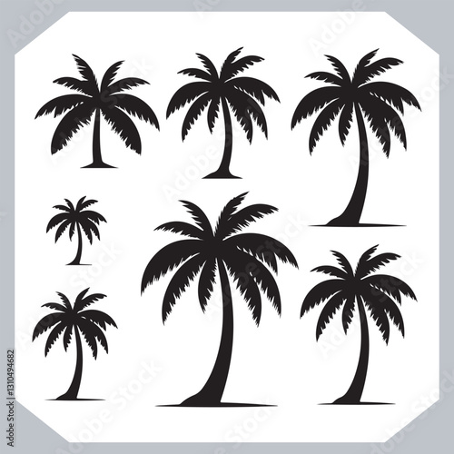 Obraz na płótnie Professional Palm Trees Silhouette and Coconut Tree Vector Logos Black Simple Designs w salonie