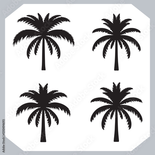 Obraz na płótnie Professional Palm Trees Silhouette and Coconut Tree Vector Logos Black Simple Designs w salonie
