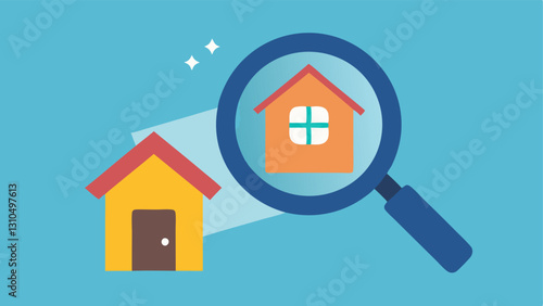 Magnifying Glass Over Prices A magnifying glass zooming in on a small house with a price tag amplifying the cost and indicating the scrutiny of budgets and affordability.