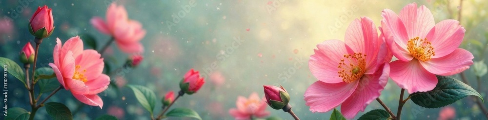 Soft brushstrokes capturing the gentle beauty of blooming flowers , nature, garden, colorful Soft brushstrokes capturing the gentle beauty of blooming flowers , nature, garden, colorful