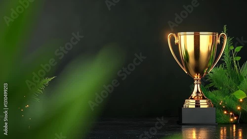 Golden Trophy Award Achievement Success Victory Celebration