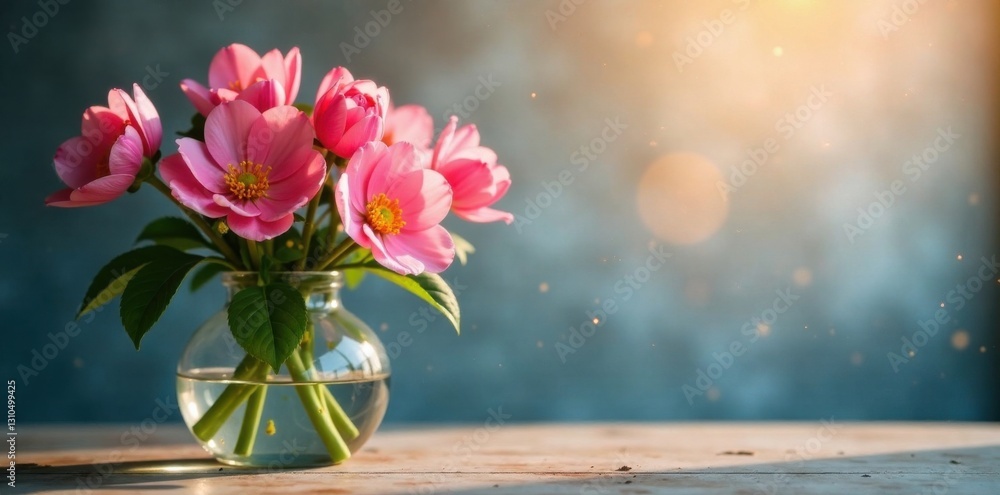 custom made wallpaper toronto digitalSoftly glowing flowers in a vase , blooming, nature, fuzzy pink blue yellow gradient