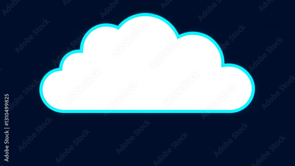 Cloud computing icon with blue cloud symbol representing technology and data network on white background Cloud computing icon with blue cloud symbol representing technology and data network on white background