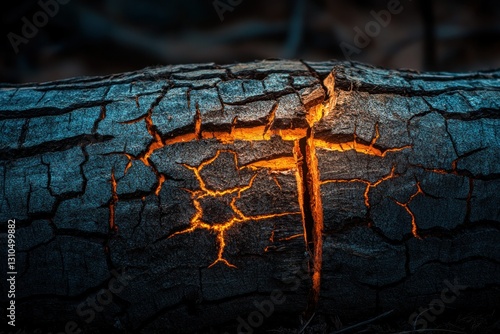 Wallpaper Mural Cracked Log with Glowing Light in Forest at Dusk Creating an Ethereal and Enigmatic Atmosphere Torontodigital.ca