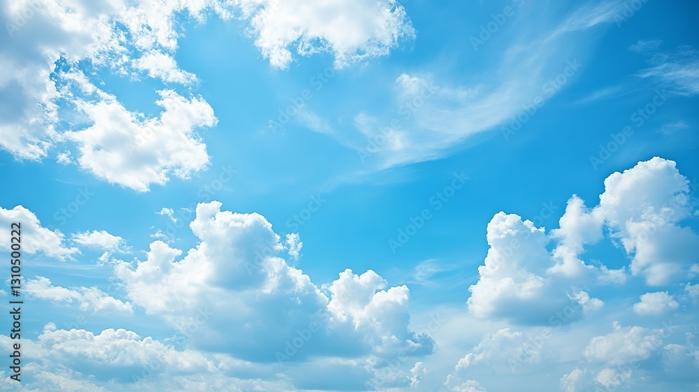 beautiful blue sky with fluffy clouds, evoking a fresh summer feeling beautiful blue sky with fluffy clouds, evoking a fresh summer feeling