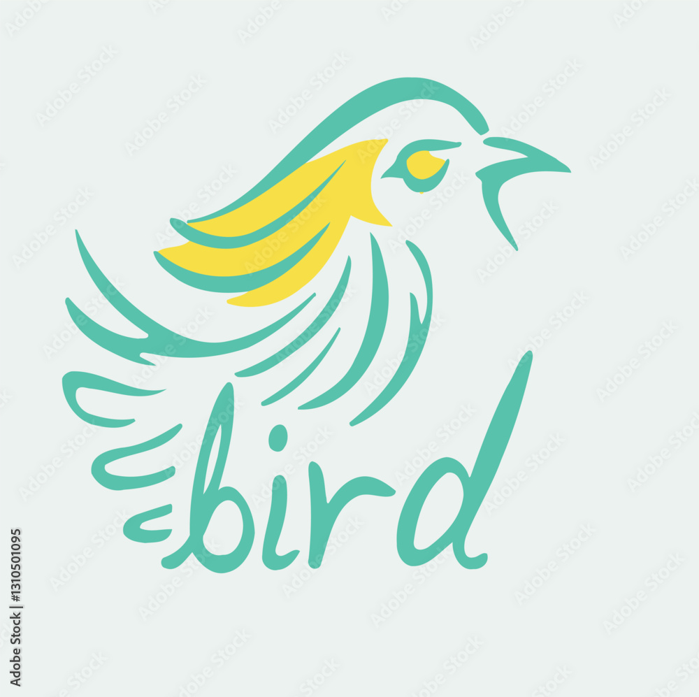 Adobe Illustrator ArtworkStylized Bird Vector Video: Elegant Teal and Yellow Bird in Modern Abstract Design with Playful Cursive Typography Below Adobe Illustrator ArtworkStylized Bird Vector Video: Elegant Teal and Yellow Bird in Modern Abstract Design with Playful Cursive Typography Below