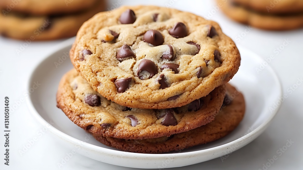 Stack of Chocolate Chip Cookies on Plate Close-up Food Photography Stack of Chocolate Chip Cookies on Plate Close-up Food Photography
