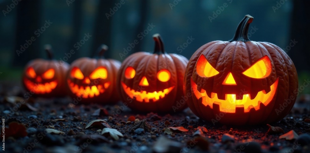 Spooky pumpkins with creepy eyes in a dark background, scary, autumn, pumpkin Spooky pumpkins with creepy eyes in a dark background, scary, autumn, pumpkin