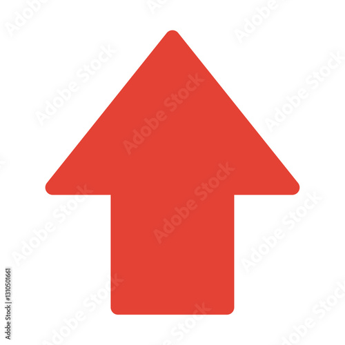 シンプルな上向きの赤い矢印イラスト