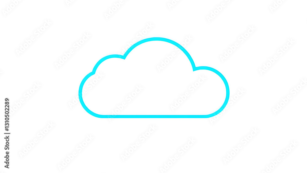 Cloud computing icon with blue cloud symbol representing technology and data network on white background Cloud computing icon with blue cloud symbol representing technology and data network on white background